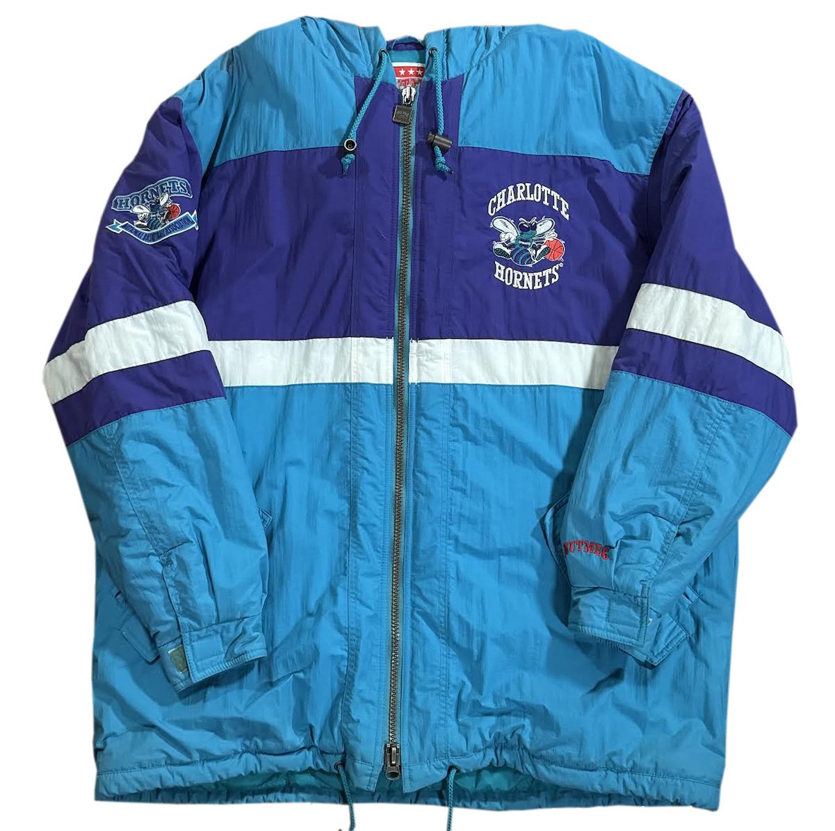 Vintage Nutmeg Mills Charlotte Hornets Hooded Winter Jacket (Size